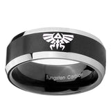 10mm-Zelda-Skyward-Sword-Beveled-Brush-Black-2-Tone-Tungsten-Men's-Promise-Rings
