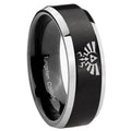 8MM Zelda Skyward Sword Beveled Two Tone Black Tungsten Mens Ring