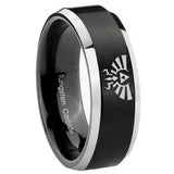 8mm Zelda Skyward Sword Beveled Brush Black 2 Tone Tungsten Mens Promise Ring