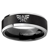5, 8mm Zelda Skyward Sword Beveled Brush Black 2 Tone Tungsten Mens Promise Ring