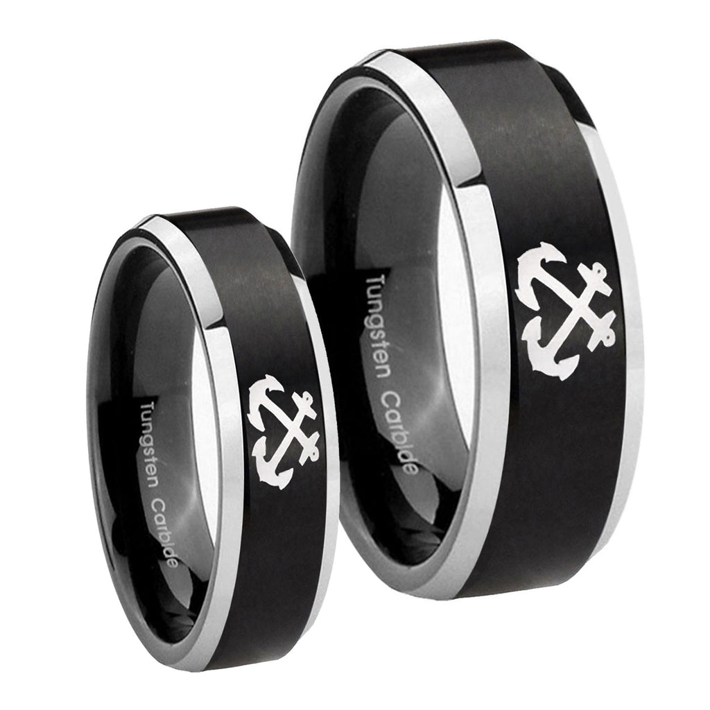 Anchor Beveled Edges Brush Black 2 Tone Tungsten His and Hers