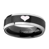 10mm-Heart-Beveled-Edges-Brush-Black-2-Tone-Tungsten-Carbide-Men's-Wedding-Ring