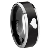His Hers Heart Beveled Edges Brush Black 2 Tone Tungsten Mens Promise Ring Set