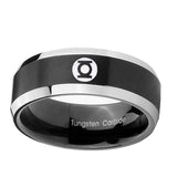 5, 8mm Green Lantern Beveled Edge Two Tone Black Tungsten Mens Wedding Rings
