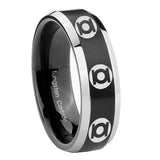8mm Multiple Green Lantern Beveled Edge Two Tone Black Tungsten Men Wedding Bands