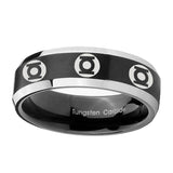 5, 8mm Multiple Green Lantern Beveled Edge Two Tone Black Tungsten Men Wedding Bands