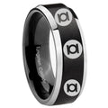 8MM Multiple Green Lantern Beveled Two Tone Black Tungsten Ring For Man