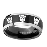 10mm-Transformers-Autobot-Decepticon-Beveled-Brush-Black-2-Tone-Tungsten-Men's-Ring