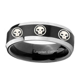 8mm-Multiple-Skull-Beveled-Edges-Brush-Black-2-Tone-Tungsten-Rings-for-Men