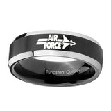 8mm-Bevel-Brush-Black-2-Tone-Air-Force-Tungsten-Laser-Engraved-Ring