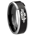 10mm Beveled Air Force Satin Black Two Tone Tungsten Carbide Men's Ring