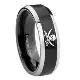 8mm-Skull-Pirate-Beveled-Edges-Brush-Black-2-Tone-Tungsten-Wedding-Band-Ring