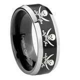 10mm-Multiple-Skull-Pirate-Beveled-Brush-Black-2-Tone-Tungsten-Engagement-Ring