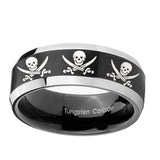 10mm-Multiple-Skull-Pirate-Beveled-Brush-Black-2-Tone-Tungsten-Engagement-Ring
