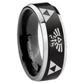 8MM Legend of Zelda Beveled Two Tone Black Tungsten Man Wedding Band