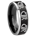 10mm Multiple CTR Beveled Brush Black 2 Tone Tungsten Mens Engagement Ring
