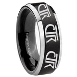 His Hers Multiple CTR Beveled Brush Black 2 Tone Tungsten Men's Wedding Ring Set