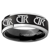 5, 8mm Multiple CTR Beveled Edge Brush Black 2 Tone Tungsten Mens Wedding Band