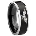 10mm Aquila Beveled Edges Brush Black 2 Tone Tungsten Men's Engagement Ring