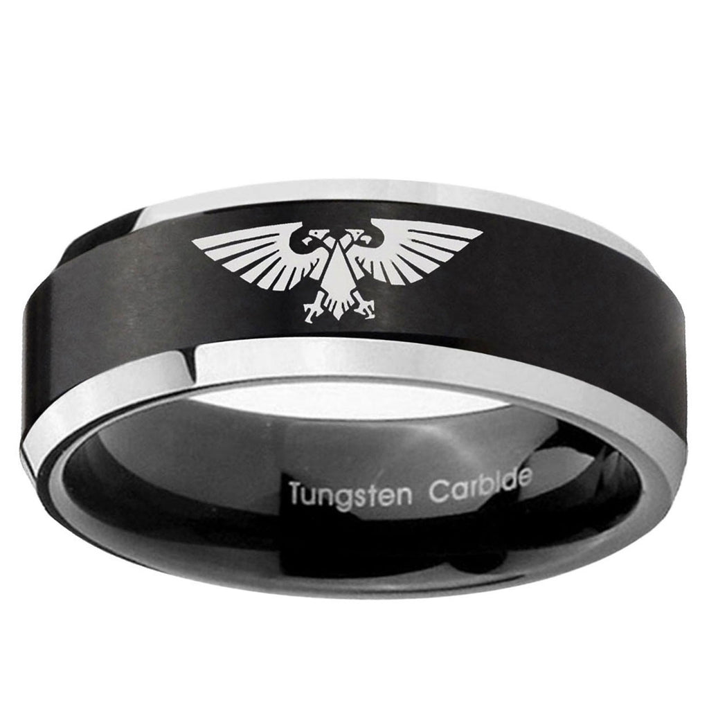 10mm Aquila Beveled Edge Brush Black 2 Tone Tungsten Ring