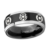5, 8mm Blue Green Lantern Beveled Edge Two Tone Black Custom Engraved Ring