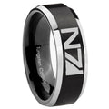 8MM N7 Design Beveled Two Tone Black Tungsten Wedding Band