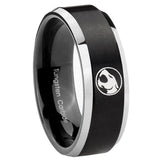 8mm Thundercat Beveled Edges Brush Black 2 Tone Tungsten Men's Wedding Ring