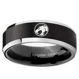 10mm Thundercat Beveled Edge Brush Black 2 Tone Tungsten Men's Promise Rings