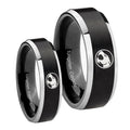 Thundercat Beveled Edges Brush Black 2 Tone Tungsten Matching Ring Set