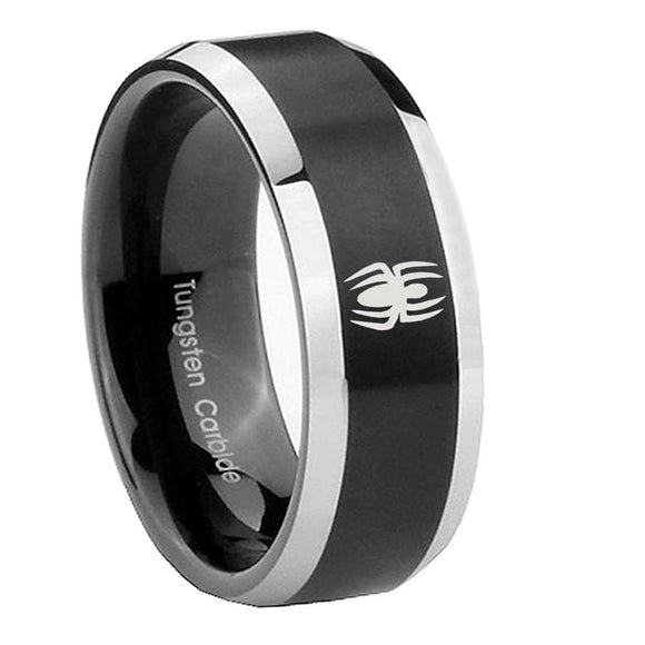 8mm-Spiderman-Beveled-Edges-Brush-Black-2-Tone-Tungsten-Wedding-Band-Mens