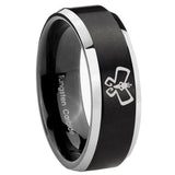 His Hers Monarch Beveled Edges Brush Black 2 Tone Tungsten Wedding Band Mens Set