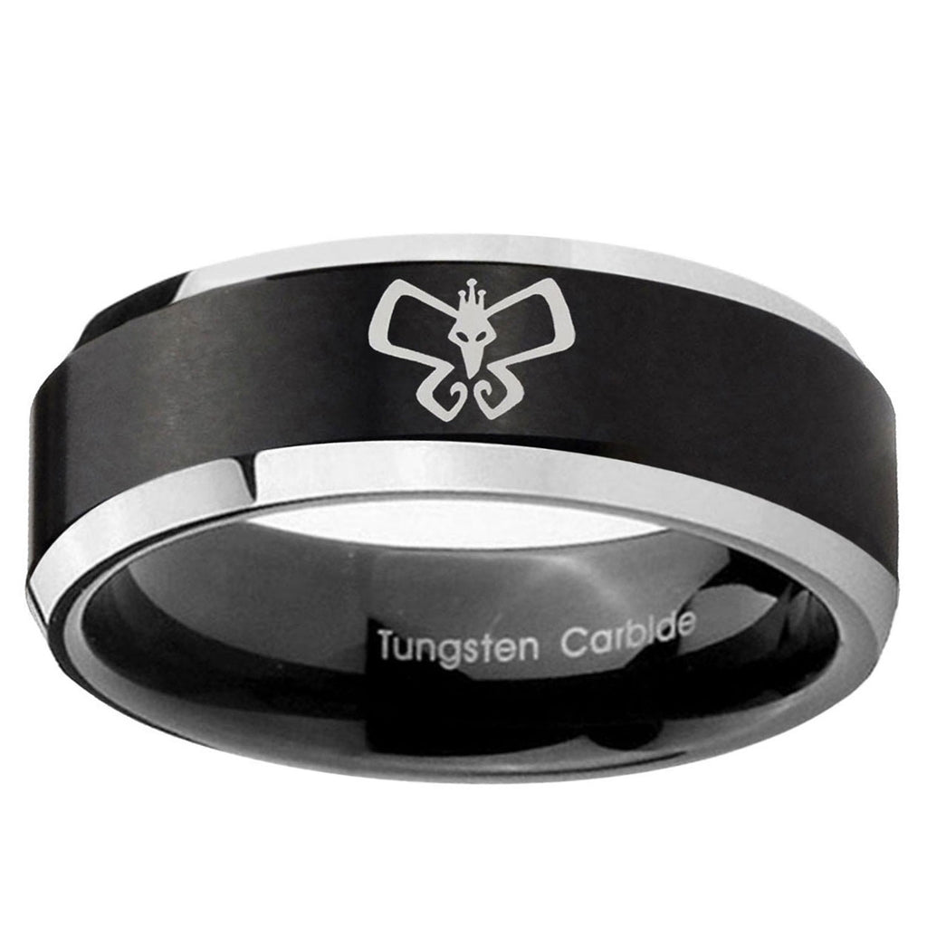 5MM Monarch Beveled Two Tone Black Tungsten Mens Wedding Rings