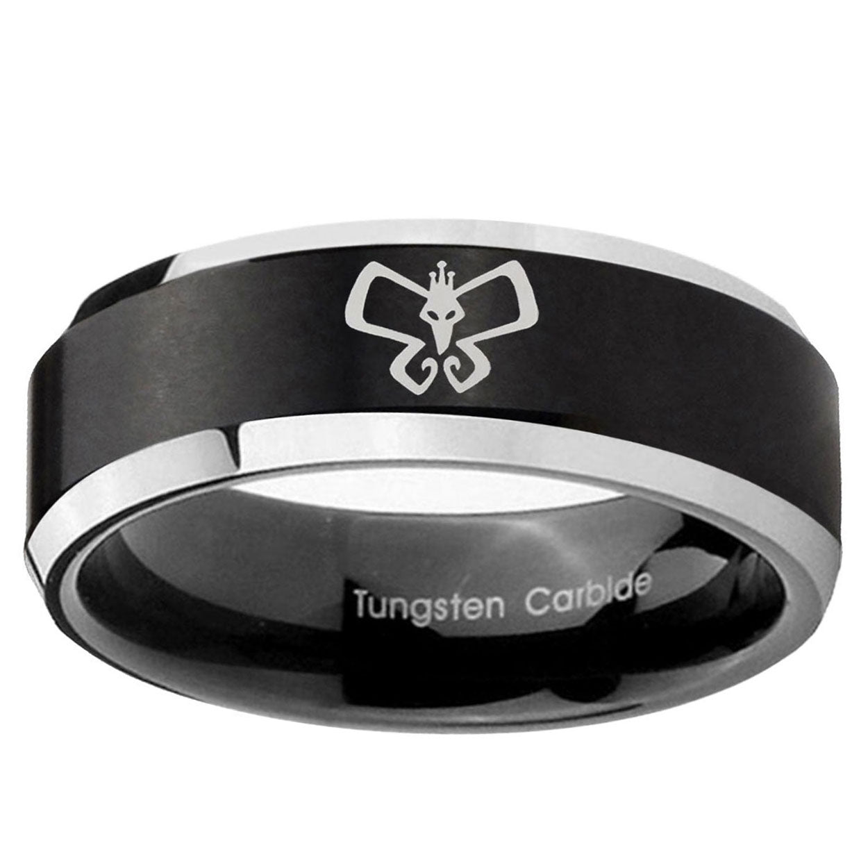 5MM Monarch Beveled Two Tone Black Tungsten Mens Wedding Rings