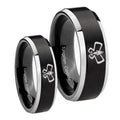 Monarch Beveled Edges Brush Black 2 Tone Tungsten Mens Set Rings