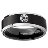 5, 8mm Blue Lantern Beveled Edge Two Tone Black Tungsten Mens Wedding Rings