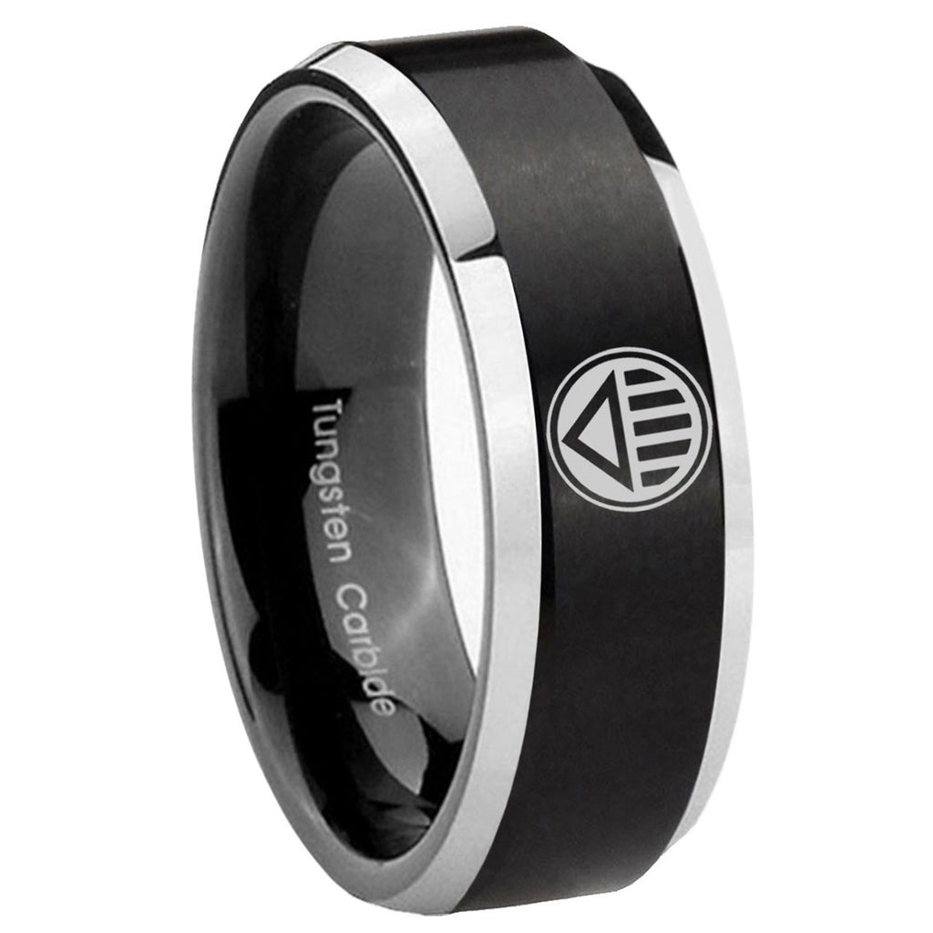8MM Lantern Corps Beveled Two Tone Black Tungsten Wedding Band