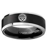 5, 8mm Lantern Corps Beveled Edge Two Tone Black Engraved Wedding Band