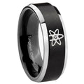 10mm American Atheist Beveled Brush Black 2 Tone Tungsten Mens Wedding Band