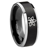 His Hers American Atheist Beveled Brush Black 2 Tone Tungsten Men's Band Set