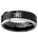 10mm American Atheist Beveled Brush Black 2 Tone Tungsten Mens Wedding Band