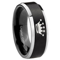 10mm Crown Beveled Edges Brush Black 2 Tone Tungsten Carbide Mens Wedding Band