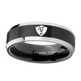 8mm-Greek-CTR-Beveled-Edges-Brush-Black-2-Tone-Tungsten-Carbide-Bands-Ring
