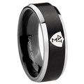 10mm Greek CTR Beveled Edges Brush Black 2 Tone Tungsten Carbide Promise Ring