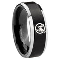 8MM Honey Bee Beveled Two Tone Black Tungsten Ring For Man