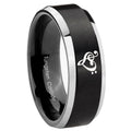 8MM Music And Heart Beveled Two Tone Black Tungsten Wedding Band