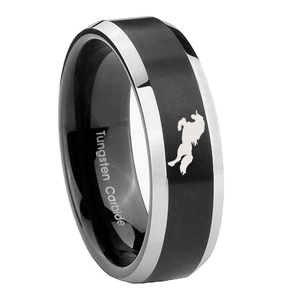 8mm-Horse-Beveled-Edges-Brush-Black-2-Tone-Tungsten-Carbide-Custom-Ring-for-Men