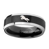 10mm-Horse-Beveled-Edges-Brush-Black-2-Tone-Tungsten-Carbide-Wedding-Band-Mens