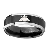 8mm-Claddagh-Design-Beveled-Brush-Black-2-Tone-Tungsten-Mens-Anniversary-Ring