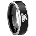 10mm Claddagh Design Beveled Brush Black 2 Tone Tungsten Wedding Engagement Ring