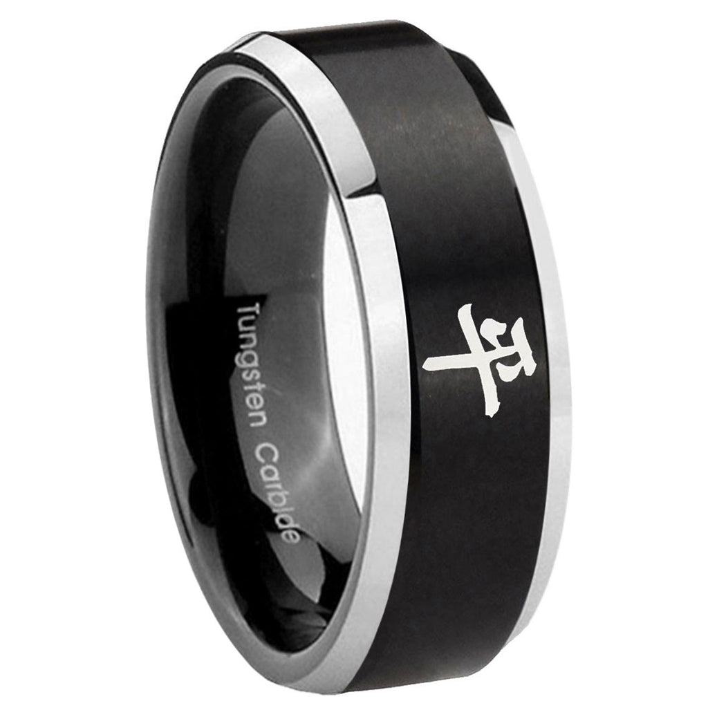 Masonic 32 Triangle Freemason Tungsten Carbide Bridal Set Rings